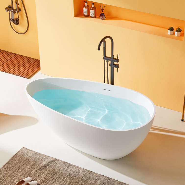 59'' Matte White Acrylic Freestanding Soaking Bathtub