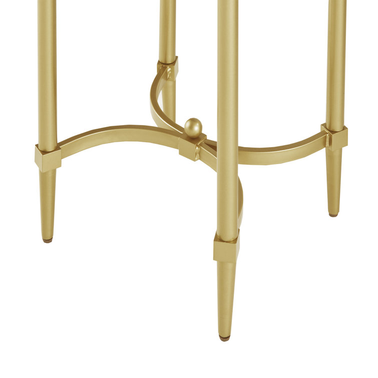 Bordeaux 23" White Marble and Gold Metal Round End Table