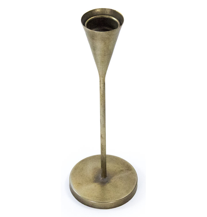 Genevieve Large Distressed Brass Tabletop Candlestick