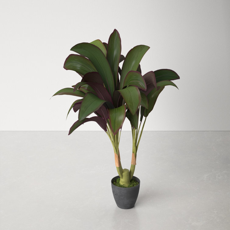 30'' Green and Purple Faux Dracaena Plant in Round Pot