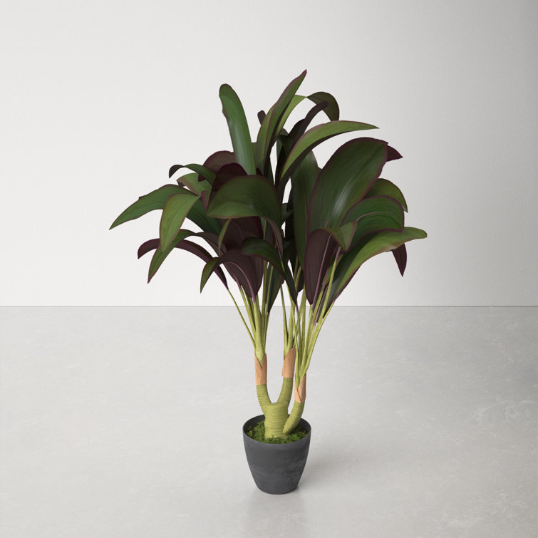 30'' Green and Purple Faux Dracaena Plant in Round Pot