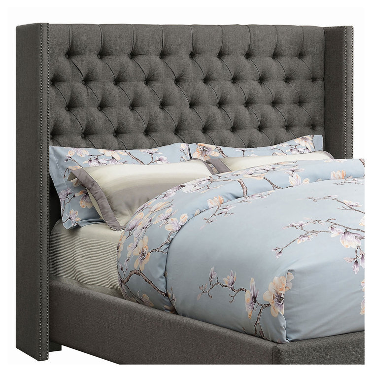 Gray Tufted Upholstered Full Headboard with Elegant Design