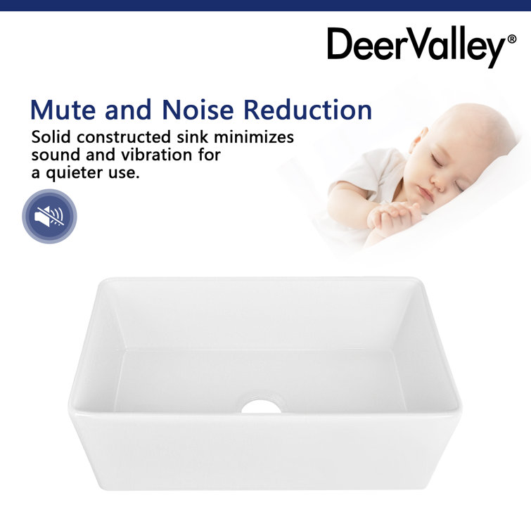 33" White Fireclay Farmhouse Drop-In Kitchen Sink
