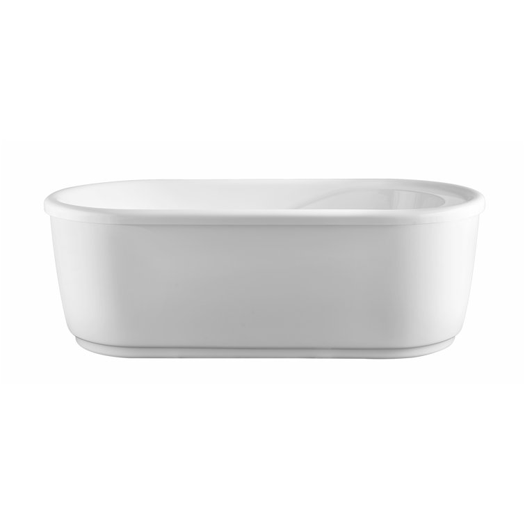 59-Inch White Acrylic Freestanding Soaking Bathtub