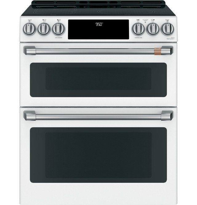 Matte White 30" Smart Double-Oven Induction Range with Convection