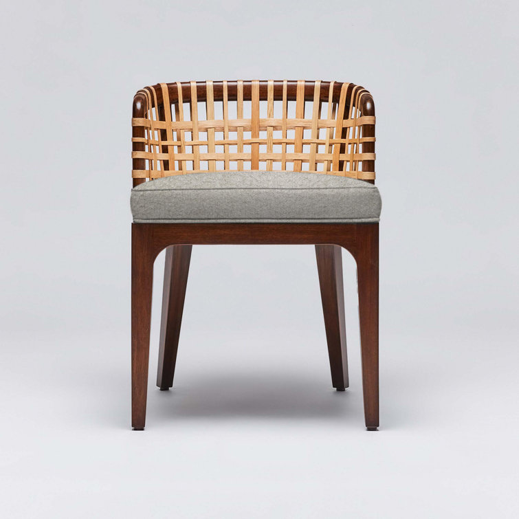 Chestnut Mahogany and Rattan Low Back Side Chair
