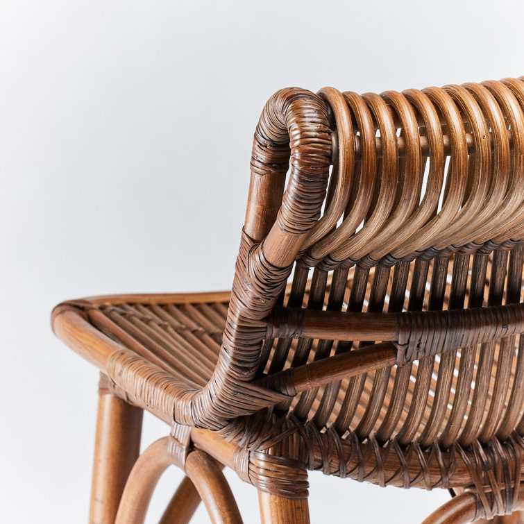 Chestnut Brown Mahogany and Off-White Linen Accent Chair