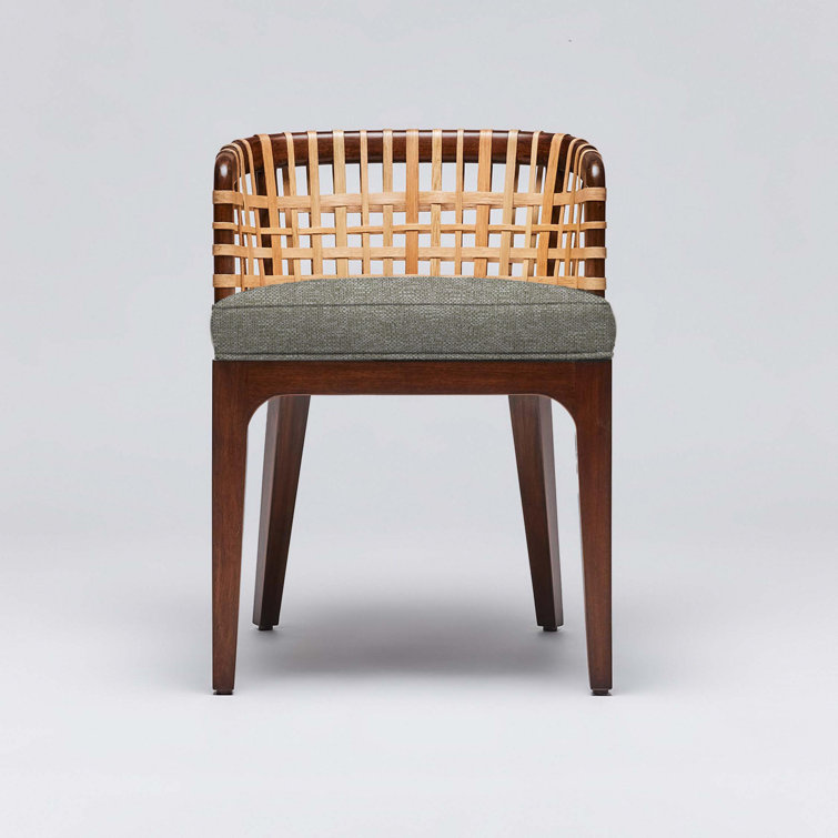 Chestnut Mahogany and Rattan Low Back Side Chair