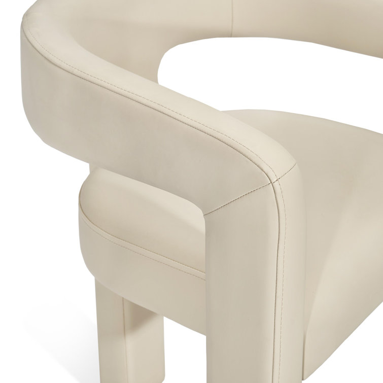 Avery Cream Latte Faux Leather Low Back Arm Chair