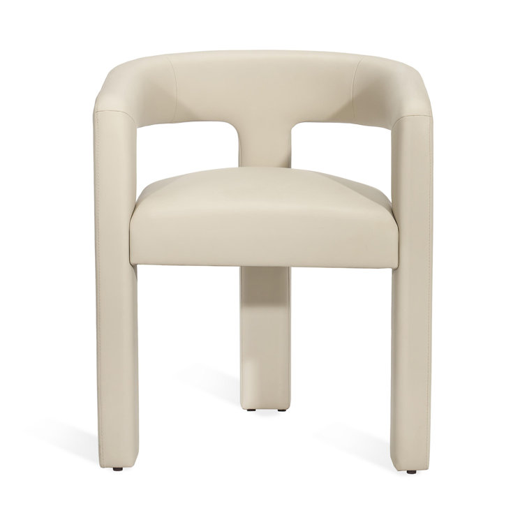 Avery Cream Latte Faux Leather Low Back Arm Chair
