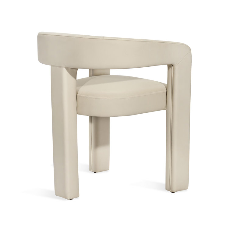 Avery Cream Latte Faux Leather Low Back Arm Chair