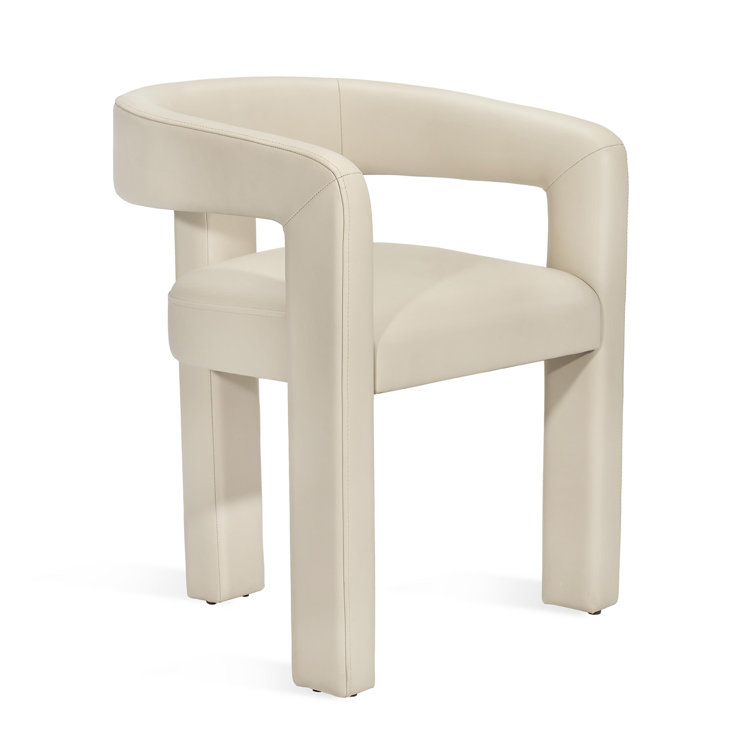 Avery Cream Latte Faux Leather Low Back Arm Chair