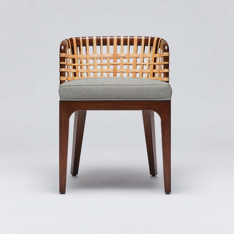Chestnut Mahogany and Rattan Low Back Side Chair