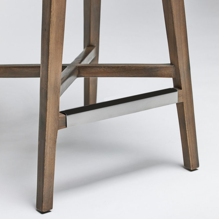 Narragansett Gray Mahogany and Rattan Counter Stool