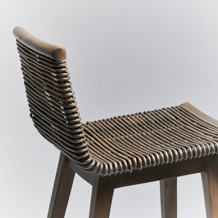 Narragansett Gray Mahogany and Rattan Counter Stool