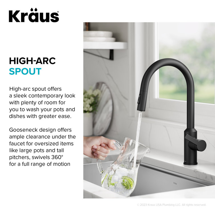 Matte Black Brass Touchless Pull-Down Kitchen Faucet with Spray