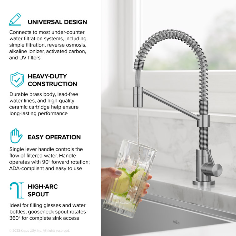 Spot-Free Stainless Steel Single Handle Drinking Water Filter Faucet
