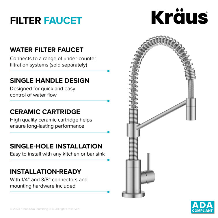 Spot-Free Stainless Steel Single Handle Drinking Water Filter Faucet