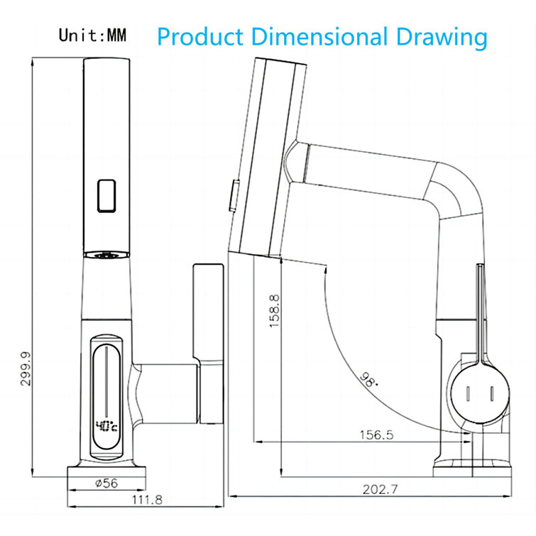 Gray Single Handle Pull-Out Sprayer Bathroom Faucet with LED Display
