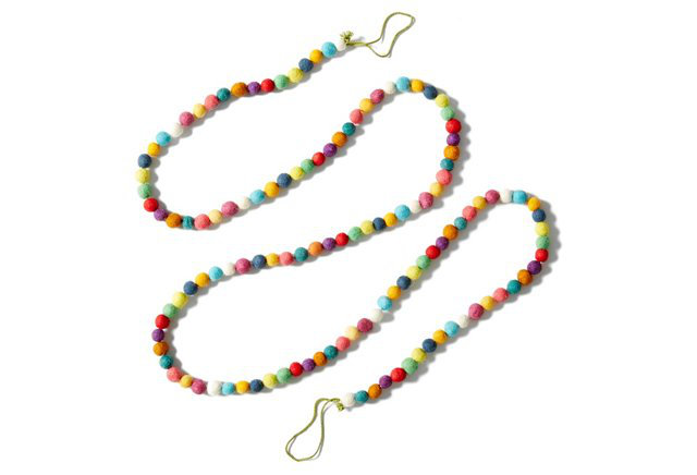 Hand-Felted Multicolor Wool Christmas Garland, 6 Feet