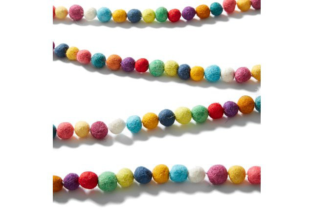 Hand-Felted Multicolor Wool Christmas Garland, 6 Feet