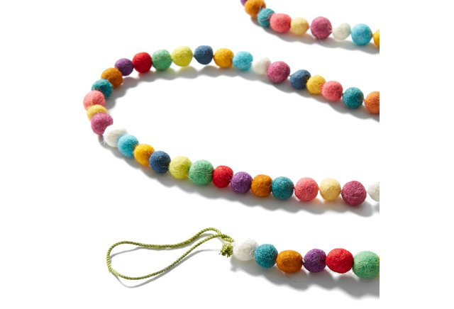Hand-Felted Multicolor Wool Christmas Garland, 6 Feet