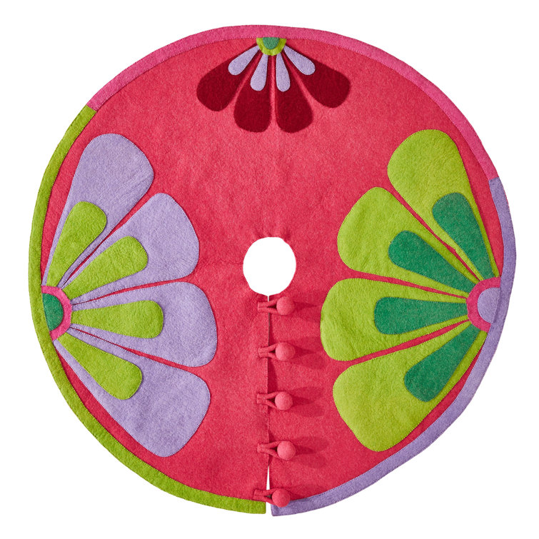 Handmade Colorful Wool Felt Flower Christmas Tree Skirt