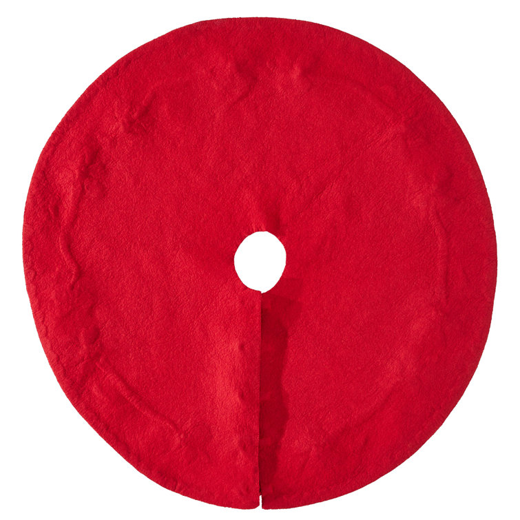 Hand Felted Red and Pink Wool Christmas Tree Skirt - 60"