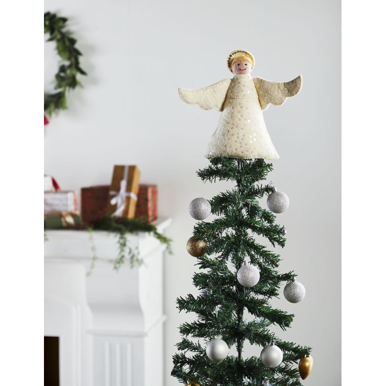 Handmade White Wool Felt Angel Tree Topper