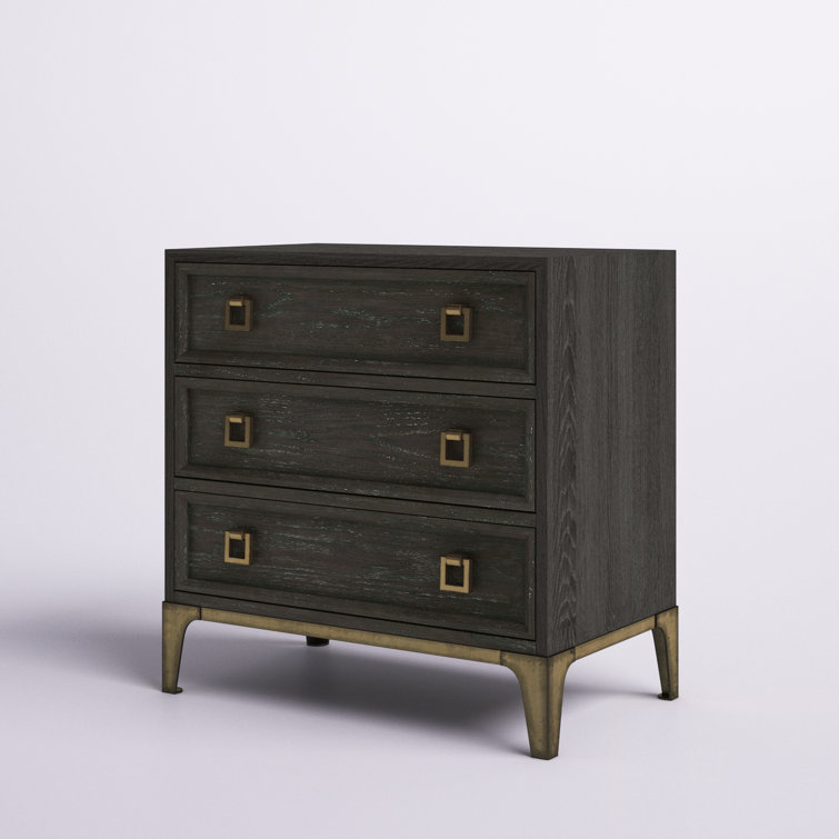 Edgewater Brown Transitional 3-Drawer Nightstand