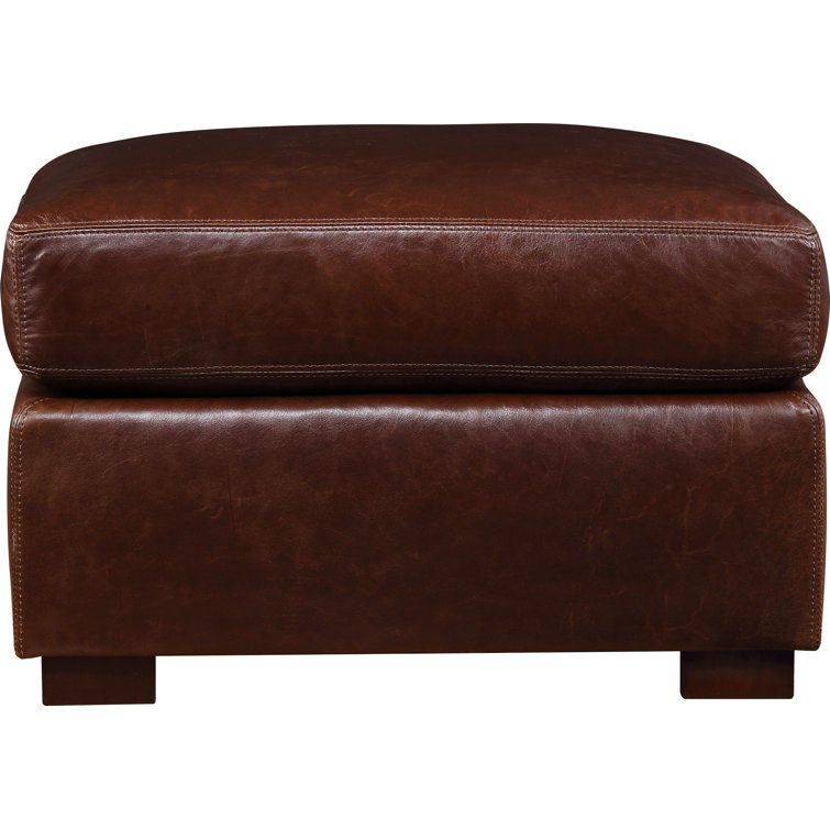 Savoy Tobacco Brown Genuine Leather Ottoman