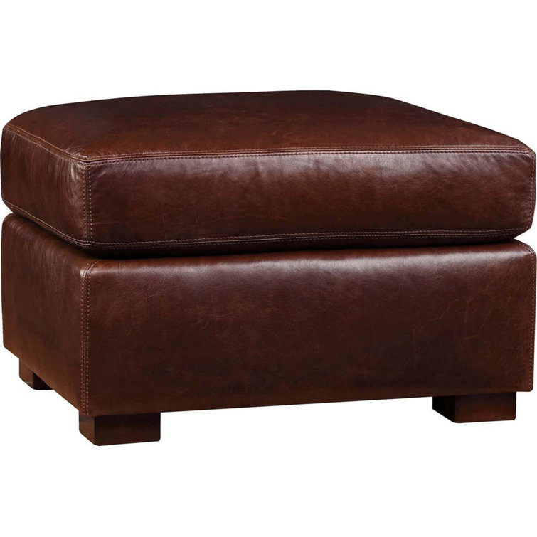 Savoy Tobacco Brown Genuine Leather Ottoman