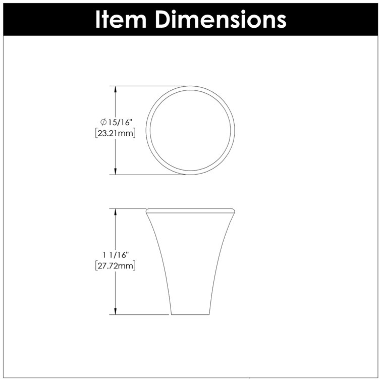 Chrome Polished Round Conical Knob with Mounting Hardware