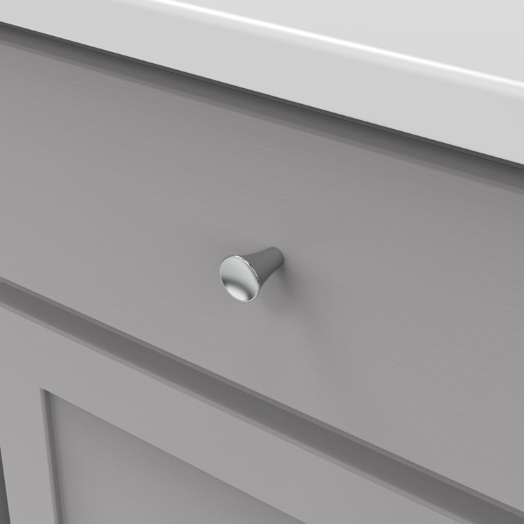 Chrome Polished Round Conical Knob with Mounting Hardware