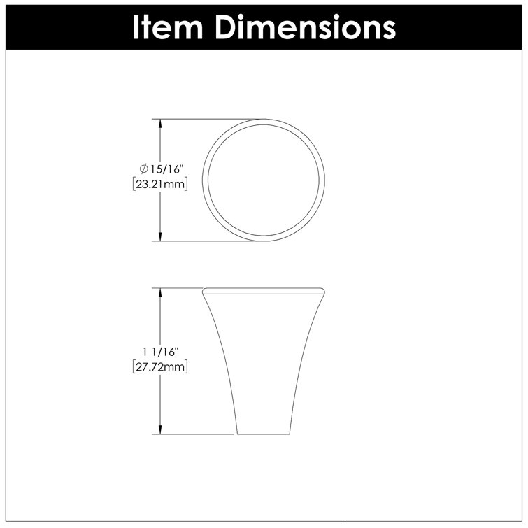 Brushed Golden Brass Conical Cabinet Knob 10-Pack
