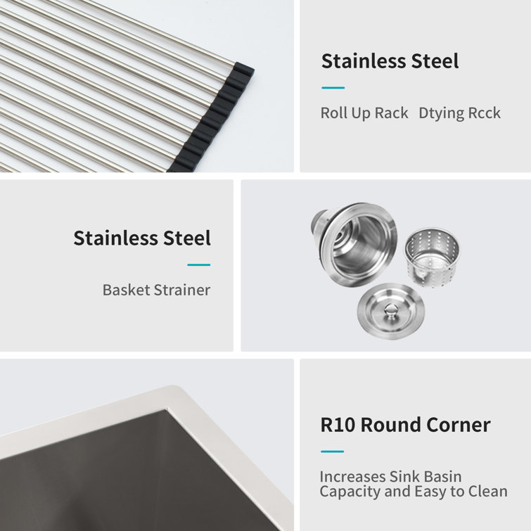 33'' Double Bowl Brushed Stainless Steel Undermount Kitchen Sink