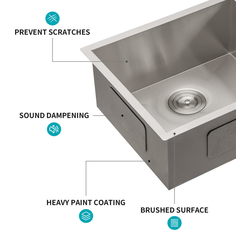 33'' Double Bowl Brushed Stainless Steel Undermount Kitchen Sink