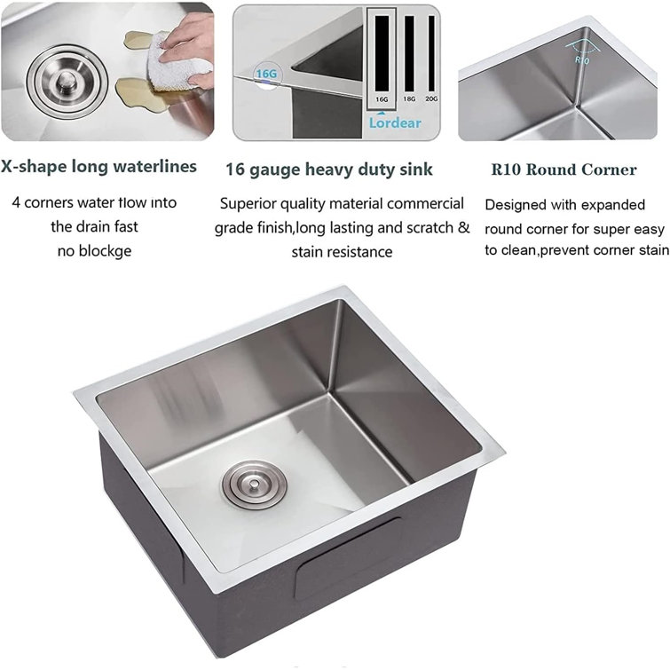 33'' Double Bowl Brushed Stainless Steel Undermount Kitchen Sink
