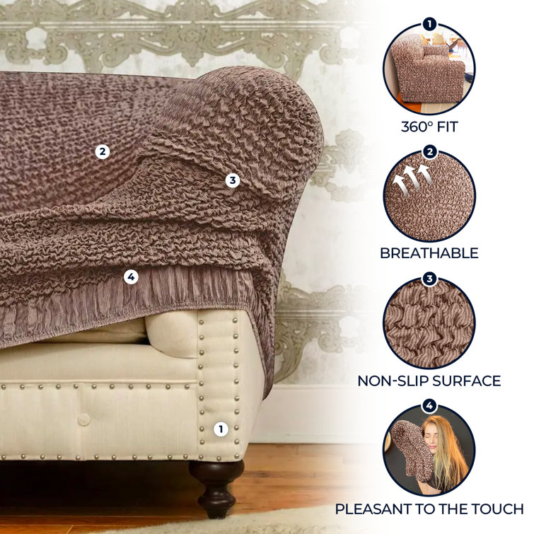 Camel Italianate Modern Stretch Armchair Slipcover, 21"-39" Wide