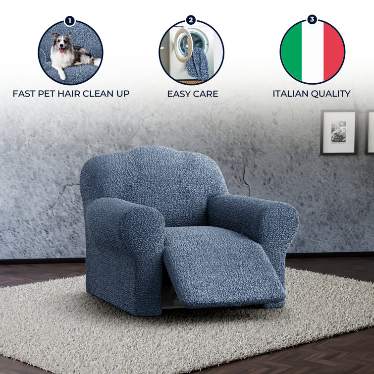 Italianate Modern Blue Stretch Recliner Chair Cover