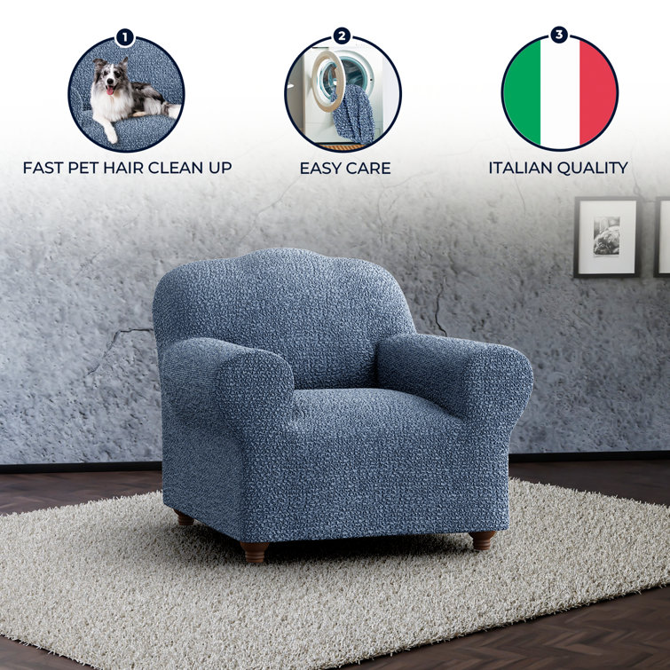 Elegante Blu Italianate Modern Stretch Armchair Slipcover