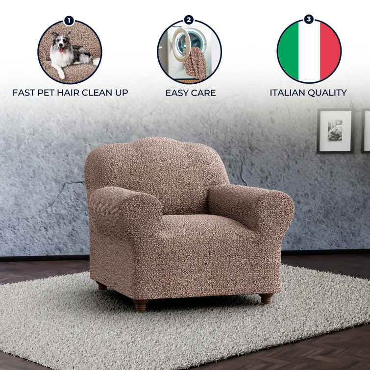 Camel Italianate Modern Stretch Armchair Slipcover, 21"-39" Wide