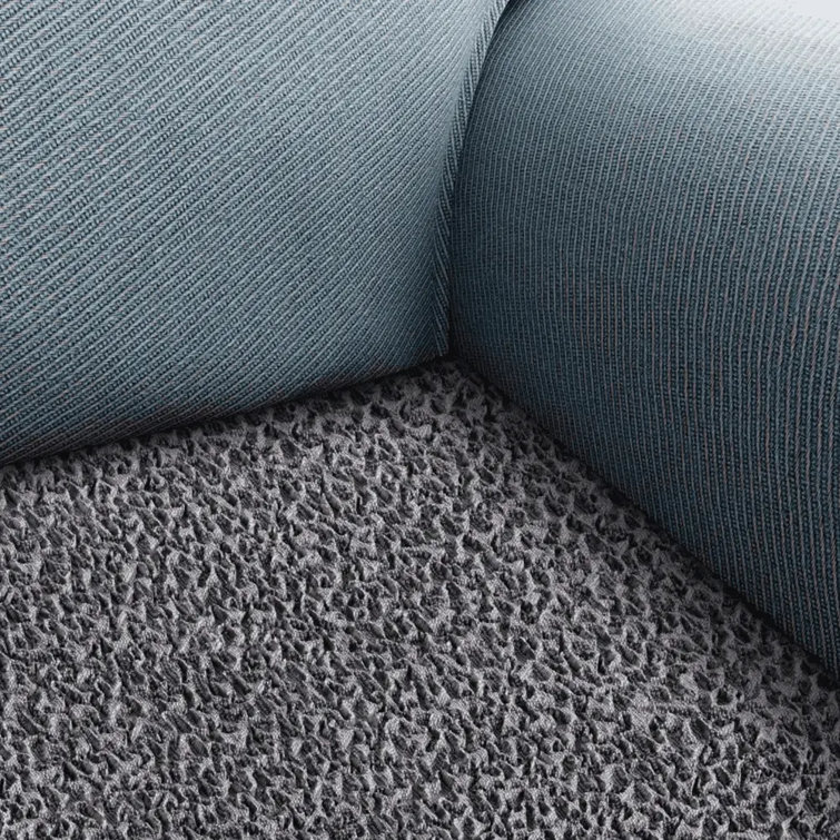 Dark Gray Stretch T-Cushion Sofa Slipcover with Elastic Closure