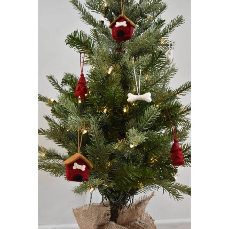 Handcrafted Wool Dog-Themed Christmas Decoration Set