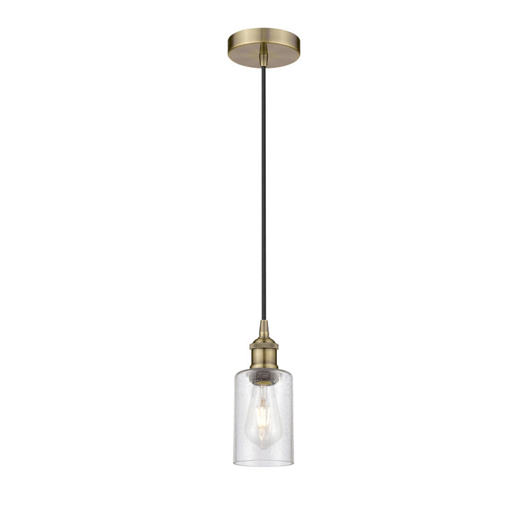 Antique Brass Mini Pendant with Seedy Glass Shade