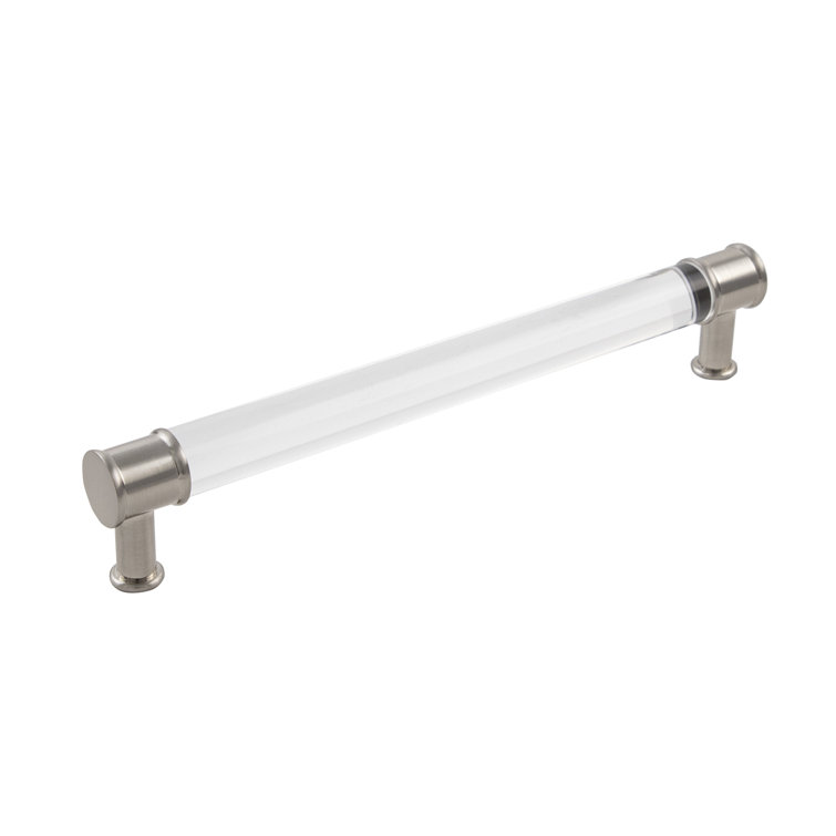Satin Nickel and Acrylic Modern Cabinet Pull Handle