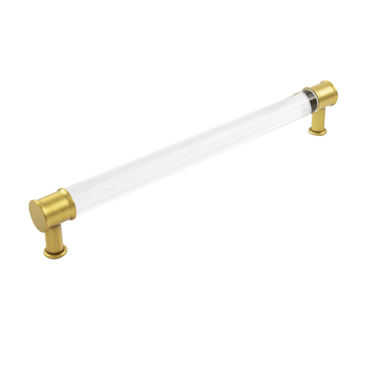 Brushed Golden Brass and Clear Acrylic Modern Bar Handle