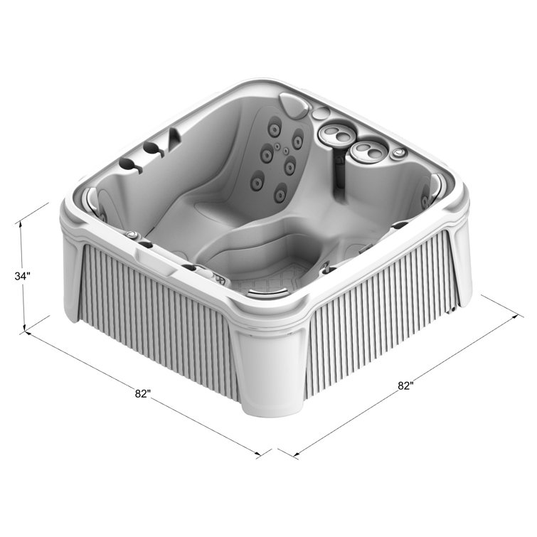 Whitestone and Black Onyx 6-Person Square Hot Tub with Jets