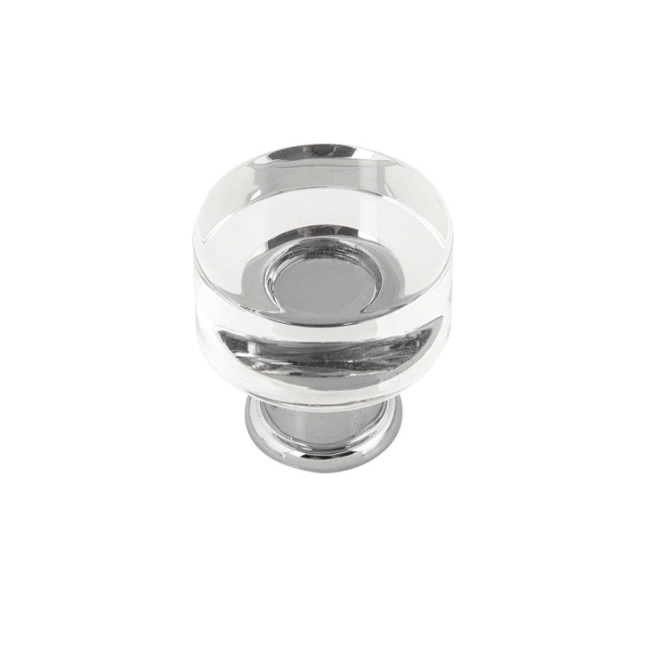 Chrome and Acrylic Round Mushroom Knob with Mounting Hardware