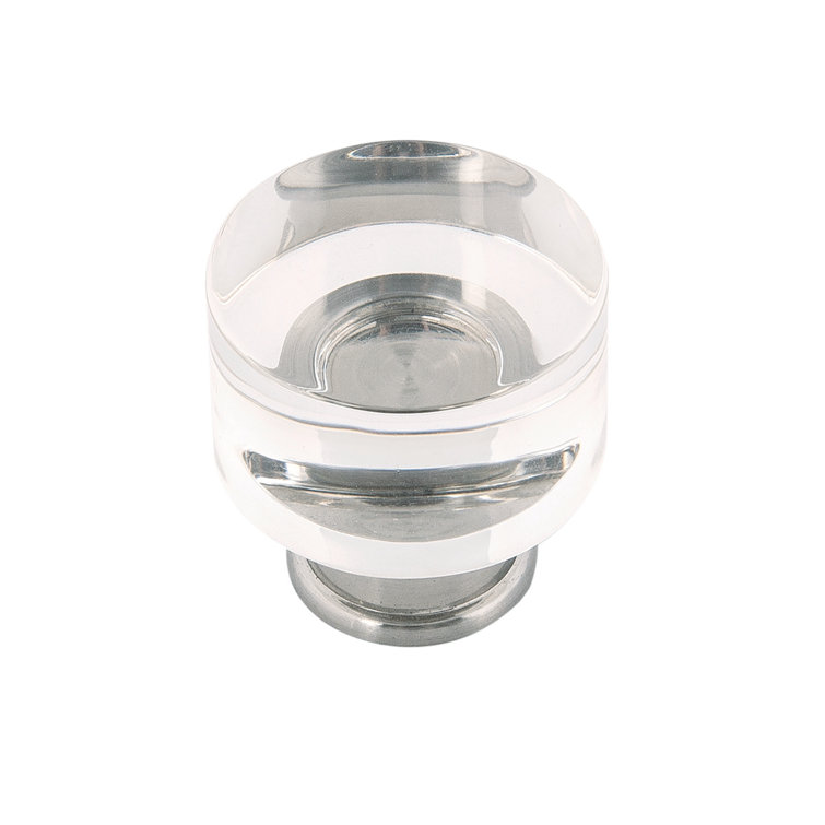 1.25" Clear Acrylic and Nickel Modern Mushroom Knob